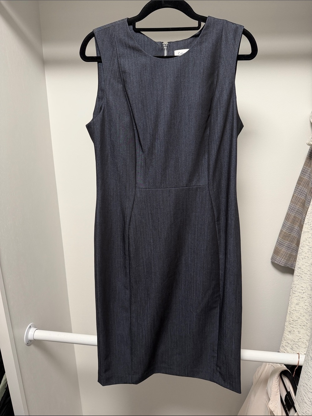Calvin Klein Sleeveless Sheath Dress in Charcoal Gray